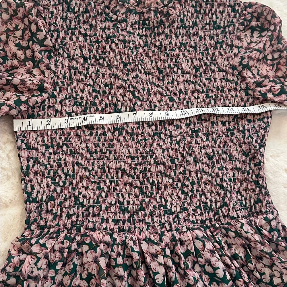 Lulu's Emerald Green and Pink Floral Dress, M - Picture 9 of 13